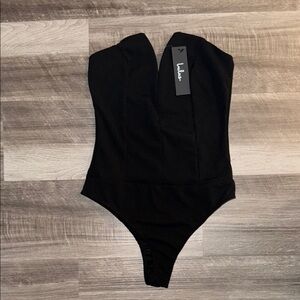 Lulu's Black Bodysuit One Piece with Mesh Details